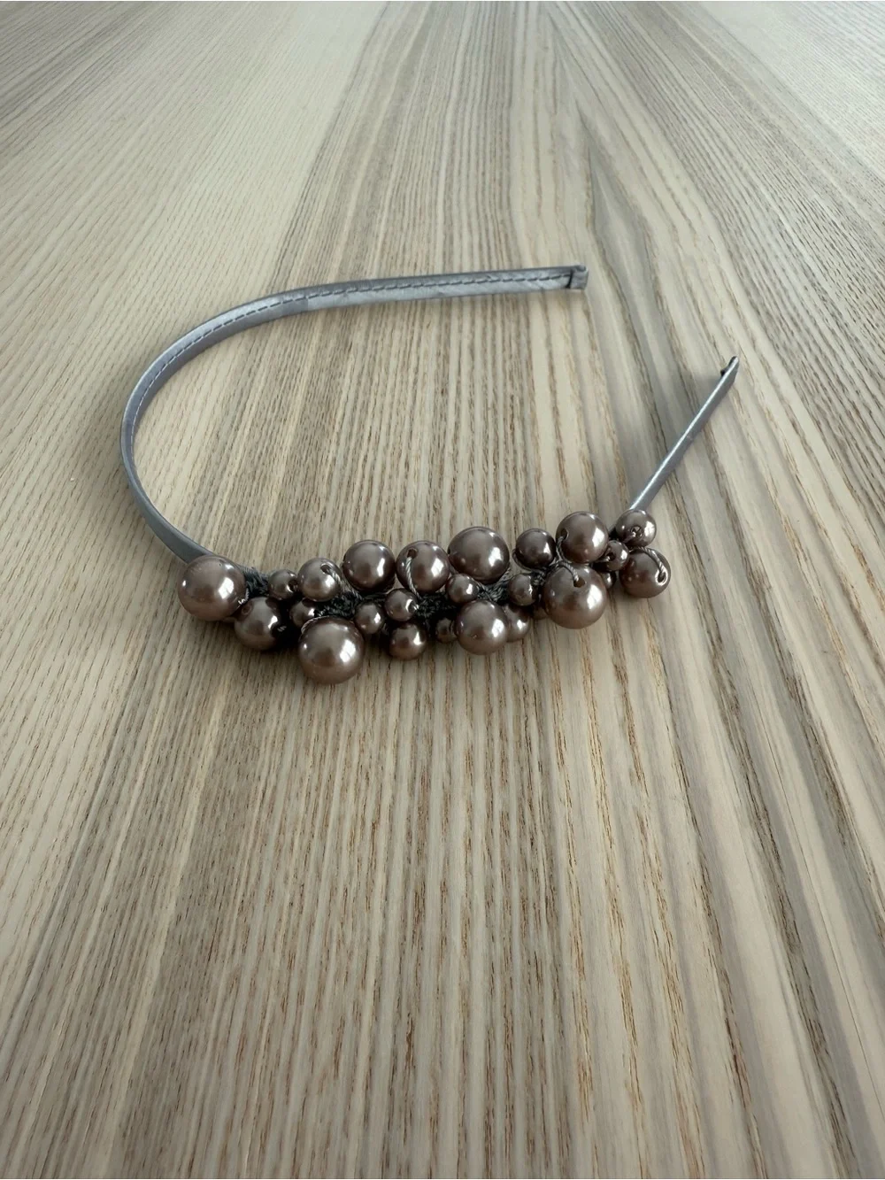 Pearl Cluster Metallic Dusty Lavender Headband